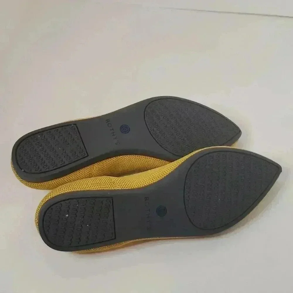 Rothy's Shoe Size 5.5 Yellow Rubber Woven Pointed Toe closed heel Shoes